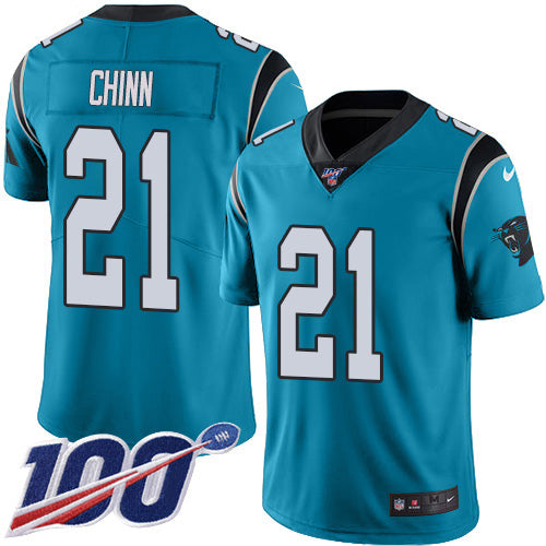 Nike Carolina Panthers #21 Jeremy Chinn Blue Youth Stitched NFL Limited Rush 100th Season Jersey Youth