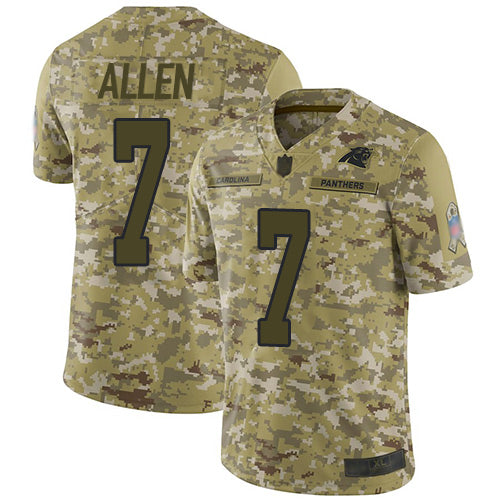 Nike Carolina Panthers #7 Kyle Allen Camo Youth Stitched NFL Limited 2018 Salute to Service Jersey Youth