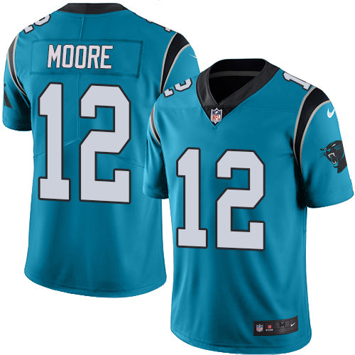 Nike Carolina Panthers #12 DJ Moore Blue Youth Stitched NFL Limited Rush Jersey Youth