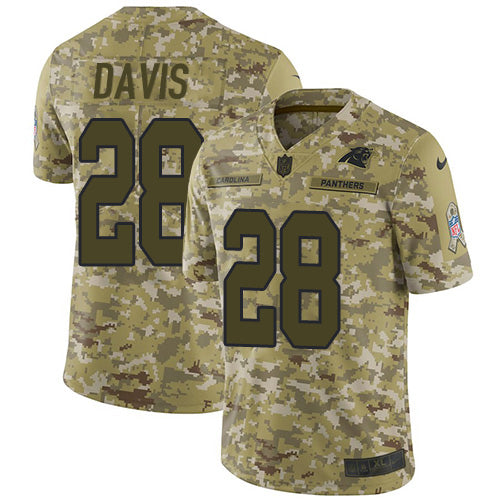 Nike Carolina Panthers #28 Mike Davis Camo Youth Stitched NFL Limited 2018 Salute To Service Jersey Youth