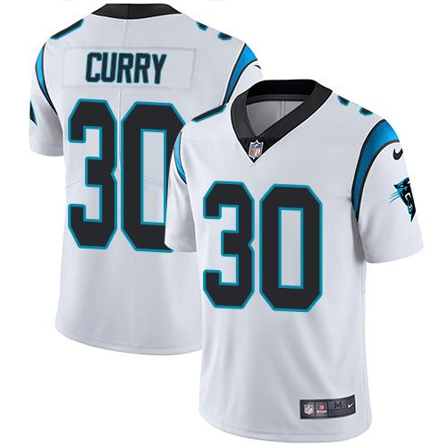 Nike Carolina Panthers #30 Stephen Curry White Youth Stitched NFL Vapor Untouchable Limited Jersey Youth