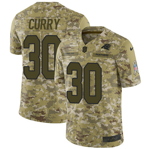 Nike Carolina Panthers #30 Stephen Curry Camo Youth Stitched NFL Limited 2018 Salute to Service Jersey Youth