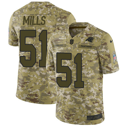 Nike Carolina Panthers #51 Sam Mills Camo Youth Stitched NFL Limited 2018 Salute to Service Jersey Youth