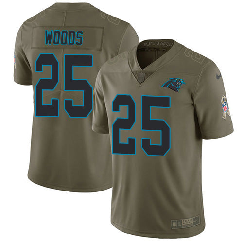 Nike Carolina Panthers #25 Xavier Woods Olive Youth Stitched NFL Limited 2017 Salute To Service Jersey Youth