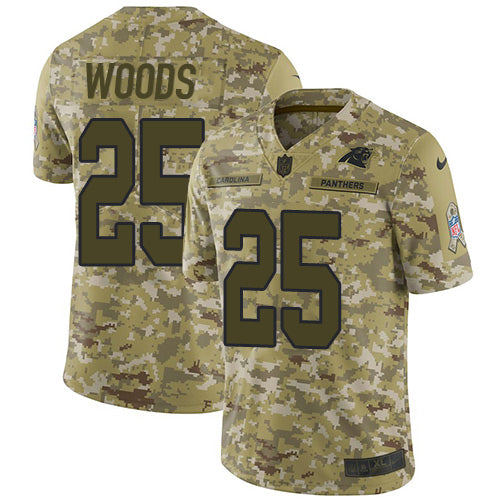 Nike Carolina Panthers #25 Xavier Woods Camo Youth Stitched NFL Limited 2018 Salute To Service Jersey Youth