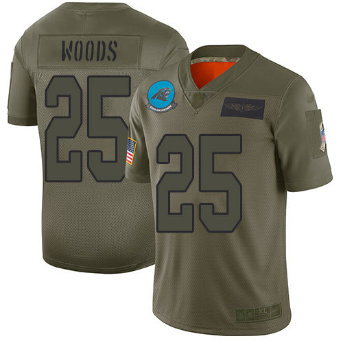 Nike Carolina Panthers #25 Xavier Woods Camo Youth Stitched NFL Limited 2019 Salute to Service Jersey Youth