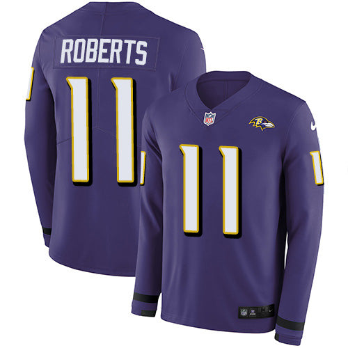 Nike Baltimore Ravens #11 Seth Roberts Purple Team Color Youth Stitched NFL Limited Therma Long Sleeve Jersey Youth
