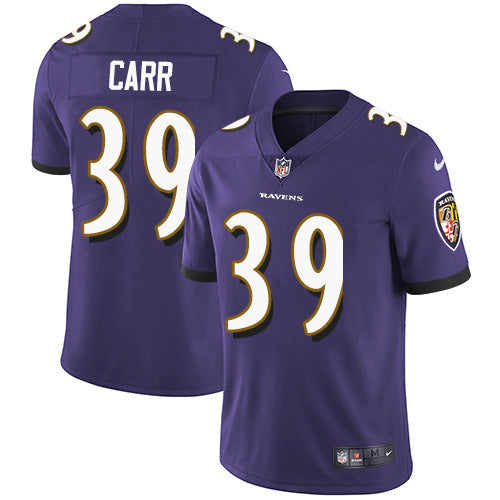 Nike Baltimore Ravens #39 Brandon Carr Purple Team Color Youth Stitched NFL Vapor Untouchable Limited Jersey Youth