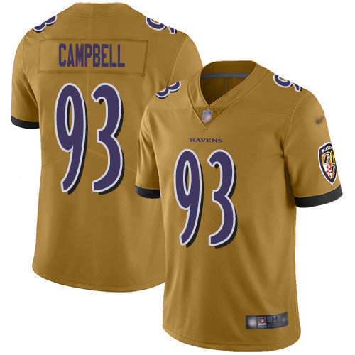 Nike Baltimore Ravens #93 Calais Campbell Gold Youth Stitched NFL Limited Inverted Legend Jersey Youth