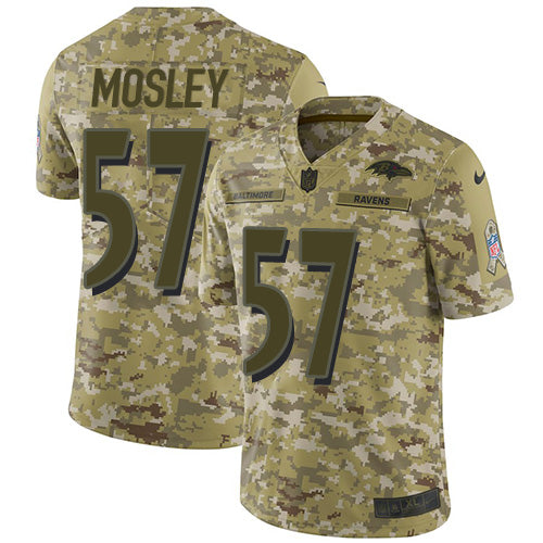 Nike Baltimore Ravens #57 C.J. Mosley Camo Youth Stitched NFL Limited 2018 Salute to Service Jersey Youth