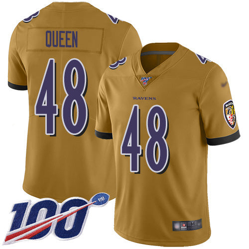 Nike Baltimore Ravens #48 Patrick Queen Gold Youth Stitched NFL Limited Inverted Legend 100th Season Jersey Youth