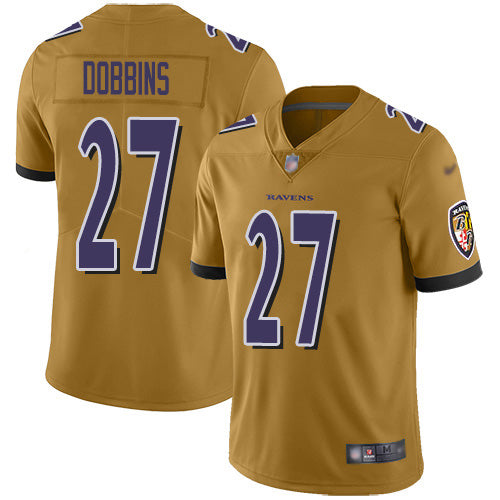 Nike Baltimore Ravens #27 J.K. Dobbins Gold Youth Stitched NFL Limited Inverted Legend Jersey Youth