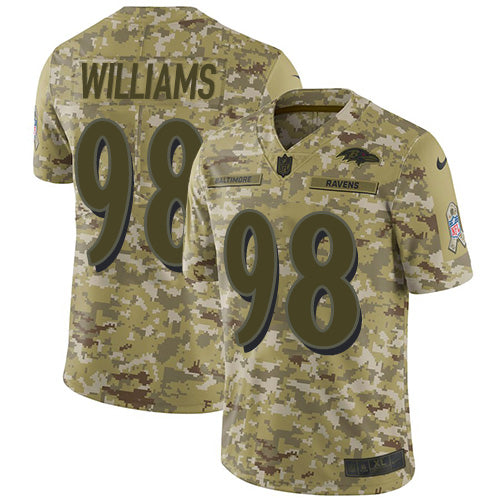 Nike Baltimore Ravens #98 Brandon Williams Camo Youth Stitched NFL Limited 2018 Salute to Service Jersey Youth
