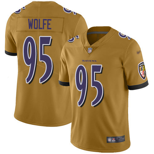 Nike Baltimore Ravens #95 Derek Wolfe Gold Youth Stitched NFL Limited Inverted Legend Jersey Youth