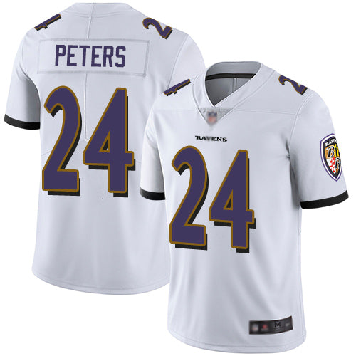 Nike Baltimore Ravens #24 Marcus Peters White Youth Stitched NFL Vapor Untouchable Limited Jersey Youth