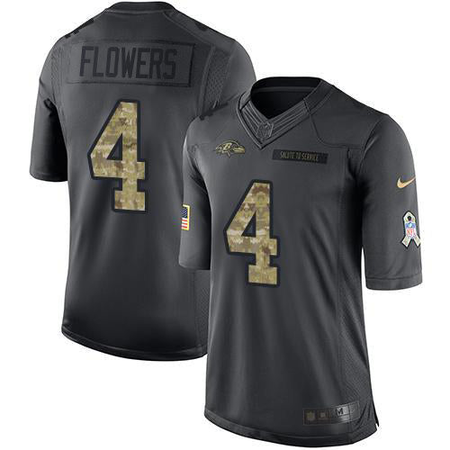 Nike Baltimore Ravens #4 Zay Flowers Black Youth Stitched NFL Limited 2016 Salute to Service Jersey Youth