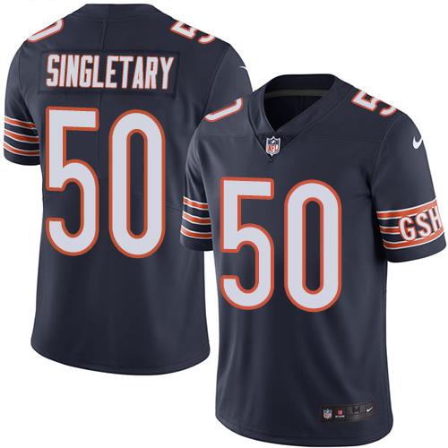 Nike Chicago Bears #50 Mike Singletary Navy Blue Team Color Men's Stitched NFL Vapor Untouchable Limited Jersey Men's