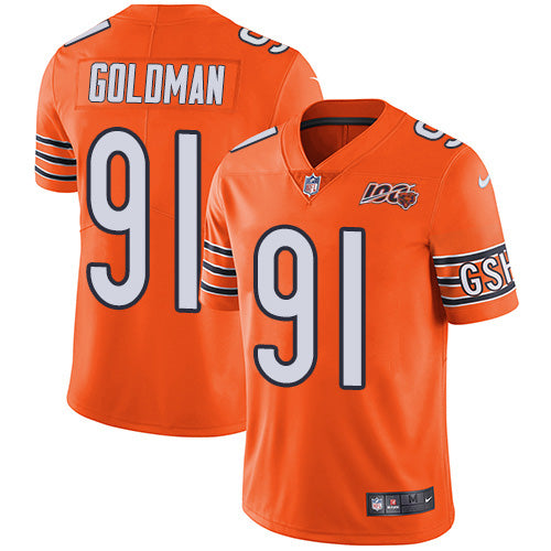 Nike Chicago Bears #91 Eddie Goldman Orange Men's 100th Season Stitched NFL Limited Rush Jersey Men's