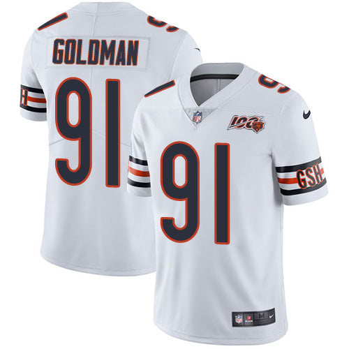 Nike Chicago Bears #91 Eddie Goldman White Men's 100th Season Stitched NFL Vapor Untouchable Limited Jersey Men's