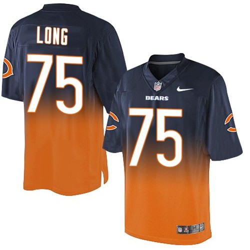 Nike Chicago Bears #75 Kyle Long Navy Blue/Orange Men's Stitched NFL Elite Fadeaway Fashion Jersey Men's