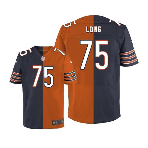 Nike Chicago Bears #75 Kyle Long Navy Blue/Orange Men's Stitched NFL Elite Split Jersey Men's