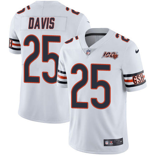 Nike Chicago Bears #25 Mike Davis White Men's 100th Season Stitched NFL Vapor Untouchable Limited Jersey Men's