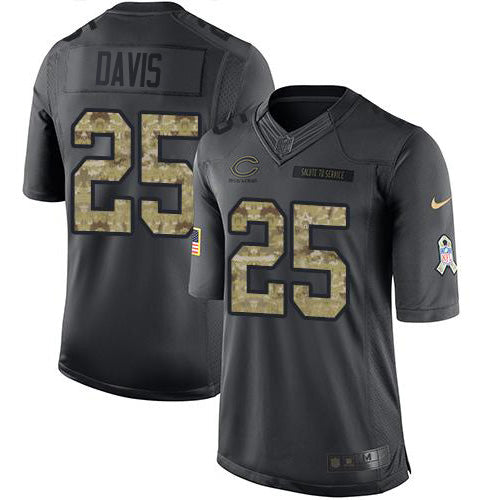 Nike Chicago Bears #25 Mike Davis Black Men's Stitched NFL Limited 2016 Salute to Service Jersey Men's