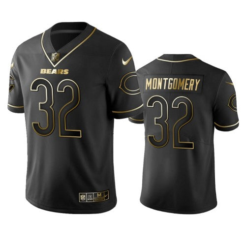 Nike Chicago Bears #32 David Montgomery Black Golden Limited Edition Stitched NFL Jersey Men's