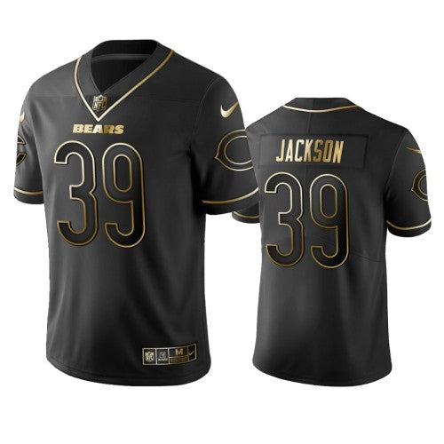 Nike Chicago Bears #39 Eddie Jackson Black Golden Limited Edition Stitched NFL Jersey Men's
