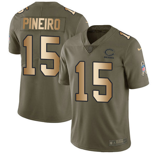 Nike Chicago Bears #15 Eddy Pineiro Olive/Gold Men's Stitched NFL Limited 2017 Salute To Service Jersey Men's