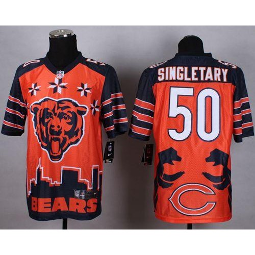 Nike Chicago Bears #50 Mike Singletary Orange Men's Stitched NFL Elite Noble Fashion Jersey Men's