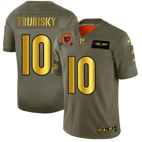 Chicago Chicago Bears #10 Mitchell Trubisky NFL Men's Nike Olive Gold 2019 Salute to Service Limited Jersey Men's