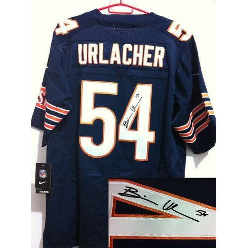 Nike Chicago Bears #54 Brian Urlacher Navy Blue Team Color Men's Stitched NFL Elite Autographed Jersey Men's