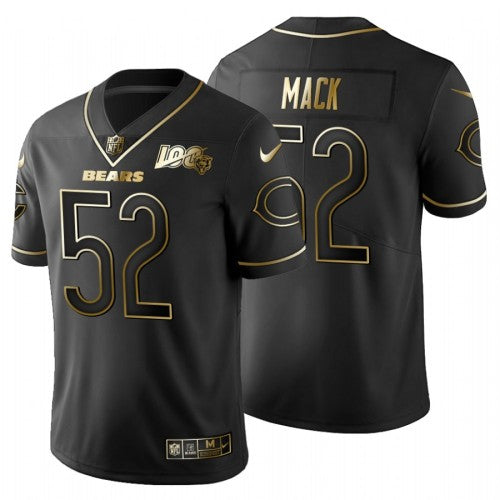 Chicago Chicago Bears #52 Khalil Mack Men's Nike Black Golden Limited NFL 100 Jersey Men's