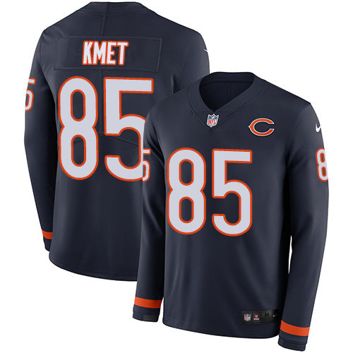 Nike Chicago Bears #85 Cole Kmet Navy Blue Team Color Men's Stitched NFL Limited Therma Long Sleeve Jersey Men's