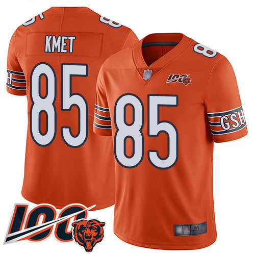 Nike Chicago Bears #85 Cole Kmet Orange Men's Stitched NFL Limited Rush 100th Season Jersey Men's
