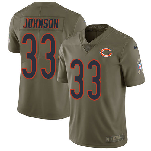 Nike Chicago Bears #33 Jaylon Johnson Olive Men's Stitched NFL Limited 2017 Salute To Service Jersey Men's
