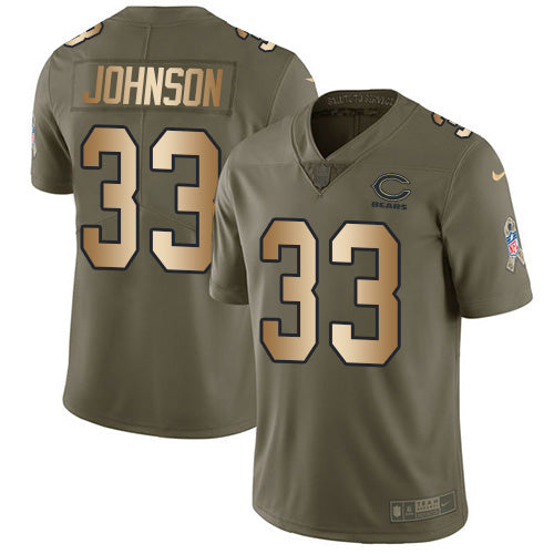 Nike Chicago Bears #33 Jaylon Johnson Olive/Gold Men's Stitched NFL Limited 2017 Salute To Service Jersey Men's
