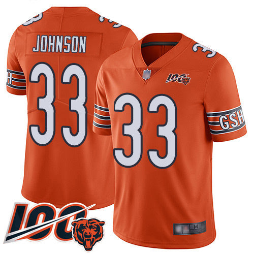 Nike Chicago Bears #33 Jaylon Johnson Orange Men's Stitched NFL Limited Rush 100th Season Jersey Men's
