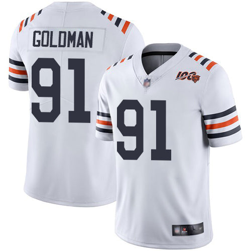 Nike Chicago Bears #91 Eddie Goldman White Alternate Men's Stitched NFL Vapor Untouchable Limited 100th Season Jersey Men's