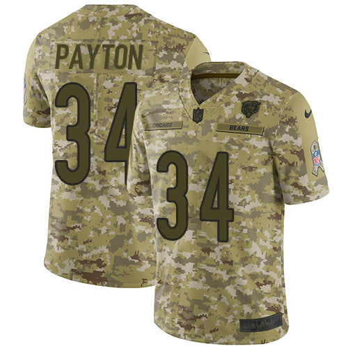 Nike Chicago Bears #34 Walter Payton Camo Men's Stitched NFL Limited 2018 Salute To Service Jersey Men's