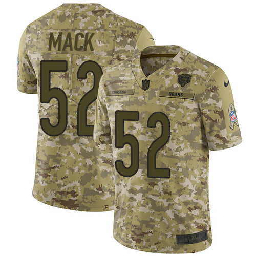 Nike Chicago Bears #52 Khalil Mack Camo Men's Stitched NFL Limited 2018 Salute To Service Jersey Men's