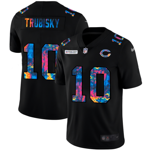 Chicago Chicago Bears #10 Mitchell Trubisky Men's Nike Multi-Color Black 2020 NFL Crucial Catch Vapor Untouchable Limited Jersey Men's