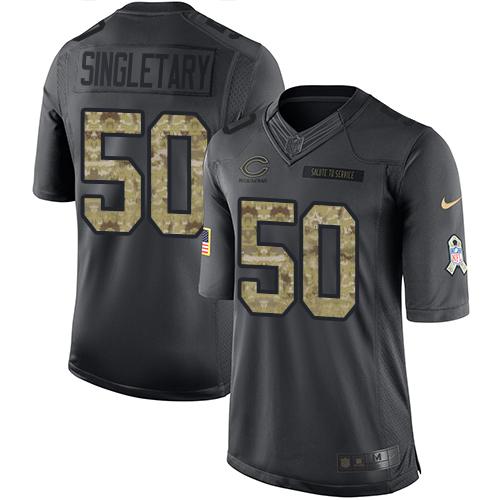Nike Chicago Bears #50 Mike Singletary Black Men's Stitched NFL Limited 2016 Salute to Service Jersey Men's