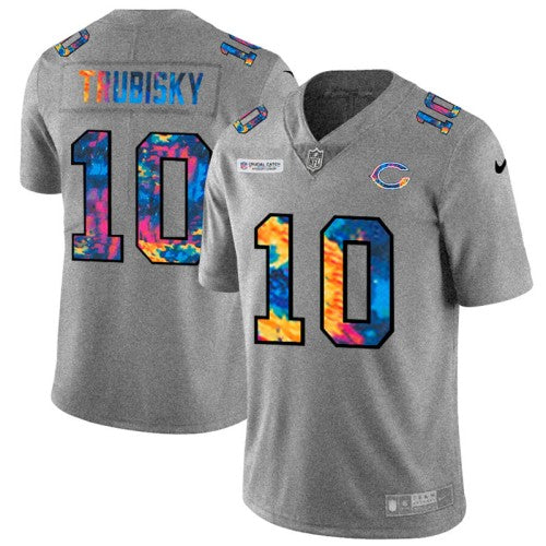 Chicago Chicago Bears #10 Mitchell Trubisky Men's Nike Multi-Color 2020 NFL Crucial Catch NFL Jersey Greyheather Men's