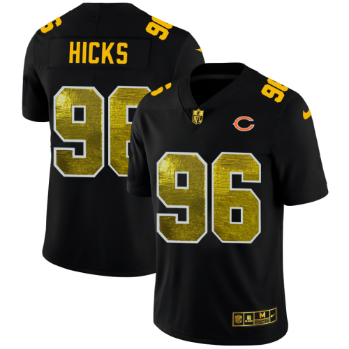 Chicago Chicago Bears #96 Akiem Hicks Men's Black Nike Golden Sequin Vapor Limited NFL Jersey Men's