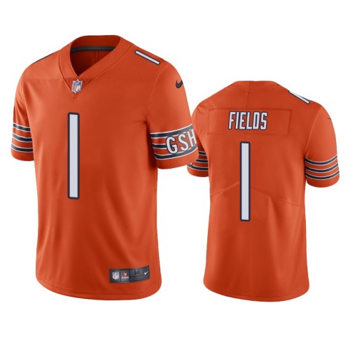 Nike Chicago Bears #1 Justin Fields Orange Men's Stitched NFL Limited Rush Jersey Men's
