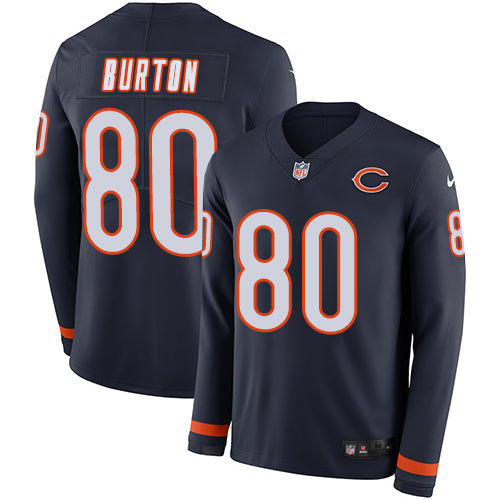 Nike Chicago Bears #80 Trey Burton Navy Blue Team Color Men's Stitched NFL Limited Therma Long Sleeve Jersey Men's