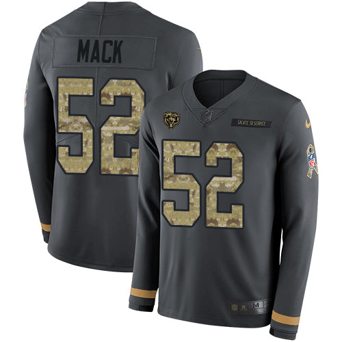 Nike Chicago Bears #52 Khalil Mack Anthracite Salute to Service Men's Stitched NFL Limited Therma Long Sleeve Jersey Men's