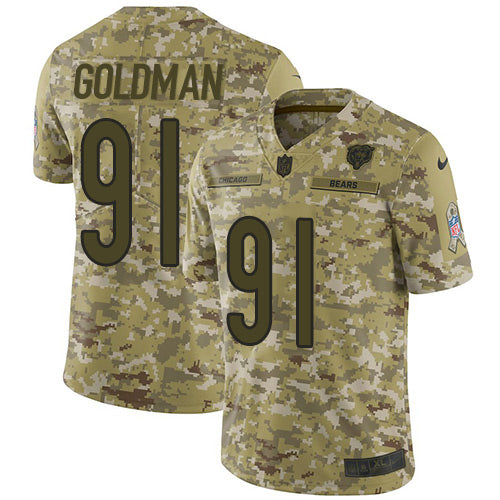 Nike Chicago Bears #91 Eddie Goldman Camo Men's Stitched NFL Limited 2018 Salute To Service Jersey Men's